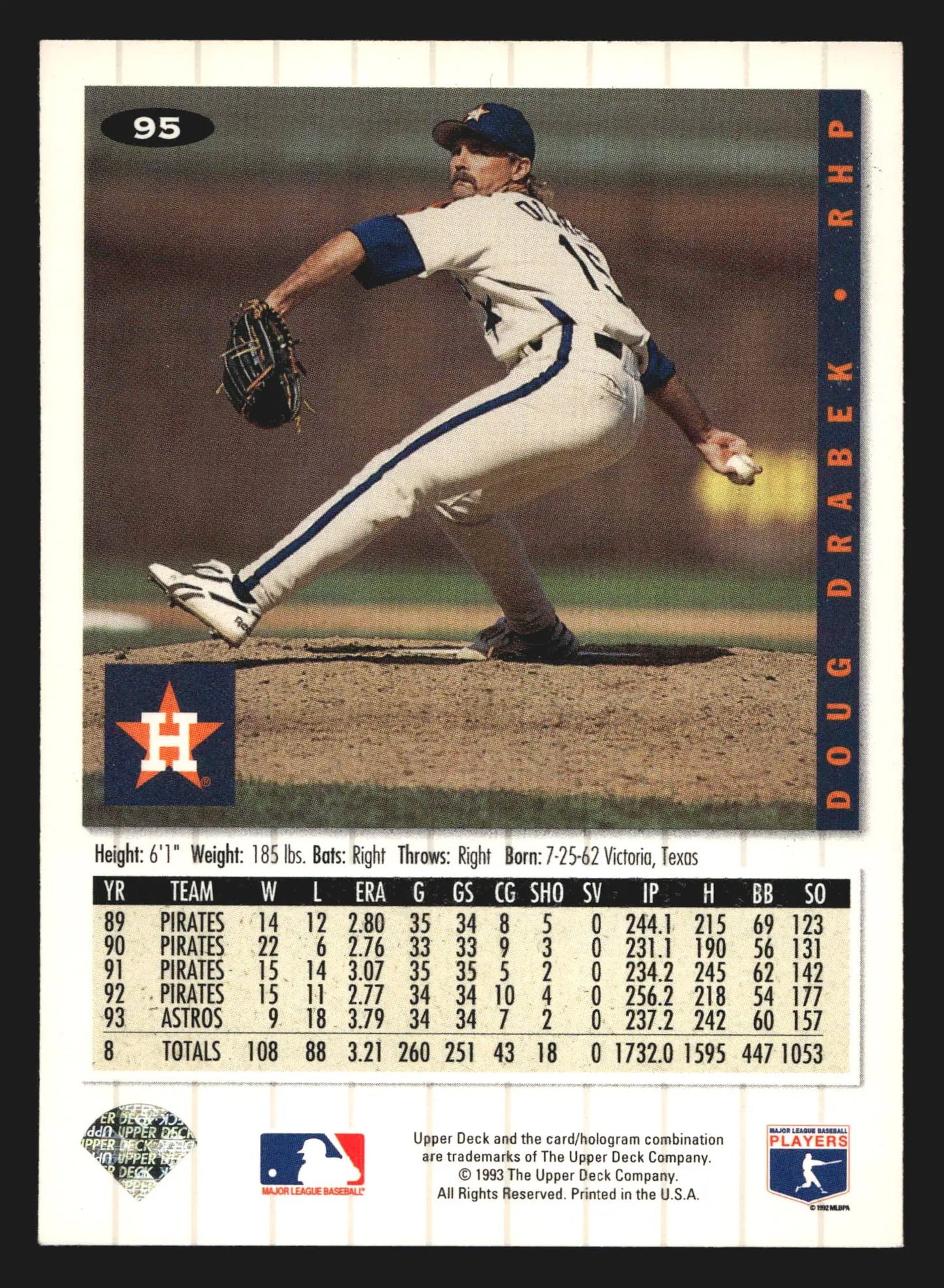 1994 Upper Deck Collector’s Choice #95 Doug Drabek Astros - Baseball Card Single