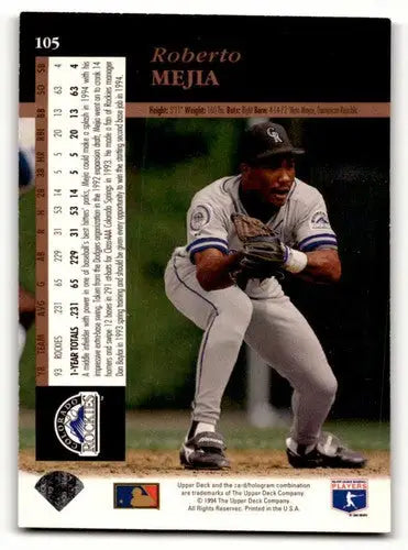 1994 Upper Deck Electric Diamond #105 Roberto Mejia Colorado Rockies ID:59854 - Baseball Card Single