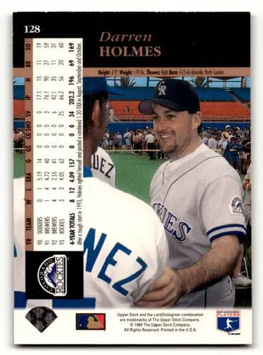 1994 Upper Deck Electric Diamond #128 Darren Holmes Colorado Rockies ID:59845 - Baseball Card Single