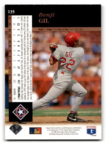 1994 Upper Deck Electric Diamond #135 Benji Gil NM-MT Rangers ID:71966 - Baseball Card Single