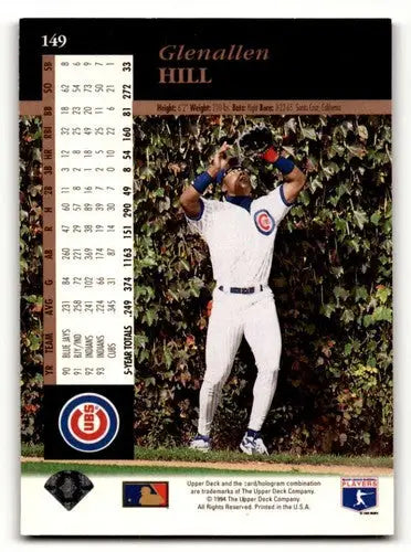 Original gloss Glenallen Hill baseball card from 1994 Upper Deck Electric Diamond series