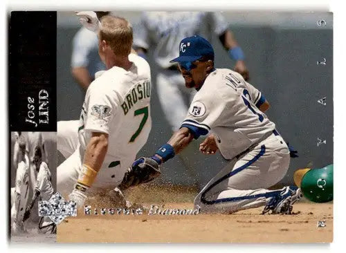 Original gloss baseball card from 1994 Upper Deck Electric Diamond featuring Jose Lind Kansas City Royals