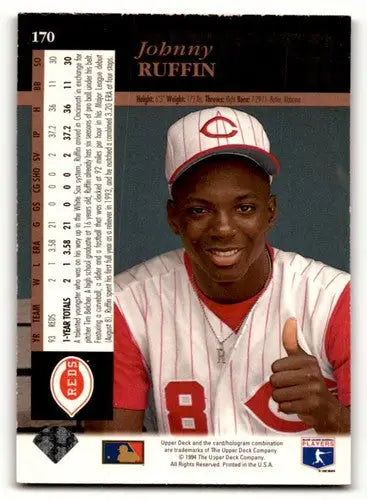 Johnny Ruffin baseball card from 1994 Upper Deck Electric Diamond series