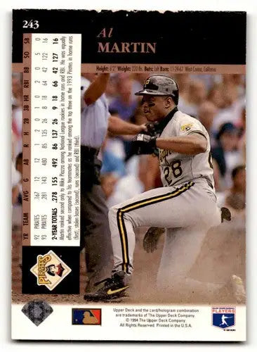 Original gloss baseball card of Al Martin from 1994 Upper Deck Electric Diamond series