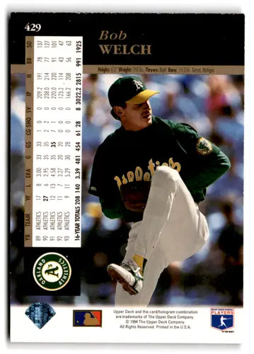 1994 Upper Deck Electric Diamond Bob Welch baseball card Athletics NM Near Mint