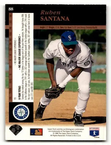 Original gloss 1994 Upper Deck Electric Diamond Ruben Santana baseball card Seattle Mariners