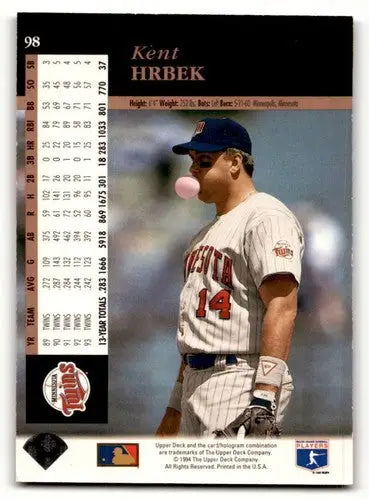 Original gloss of Kent Hrbek baseball card from 1994 Upper Deck Electric Diamond series