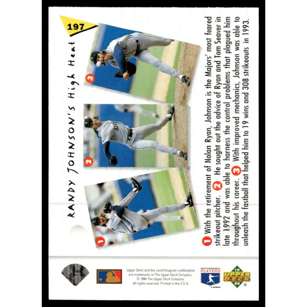 1994 Upper Deck Fun Pack #197 Randy Johnson EX/NM Seattle Mariners Baseball Card - Baseball Card Single