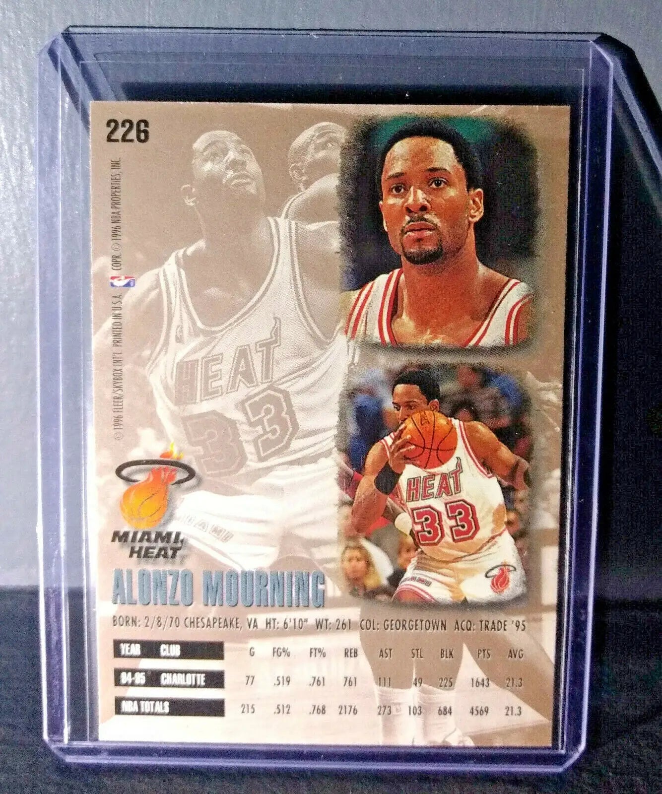 1995-96 Alonzo Mourning #226 Basketball Card