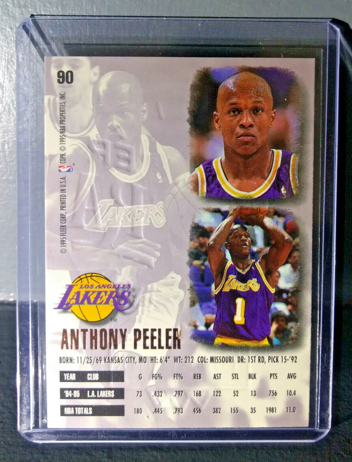 1995-96 Anthony Peeler Fleer Ultra Gold Medallion #90 Basketball Card - Basketball Card Single