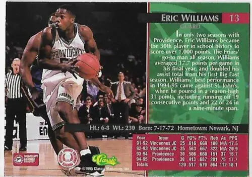 Eric Williams basketball card 1995-96 Classic #13 original gloss NM condition for collectors