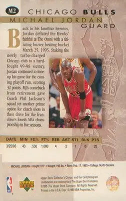 1995-96 Collector’s Choice Jordan He’s Back #M2 Michael Jordan
