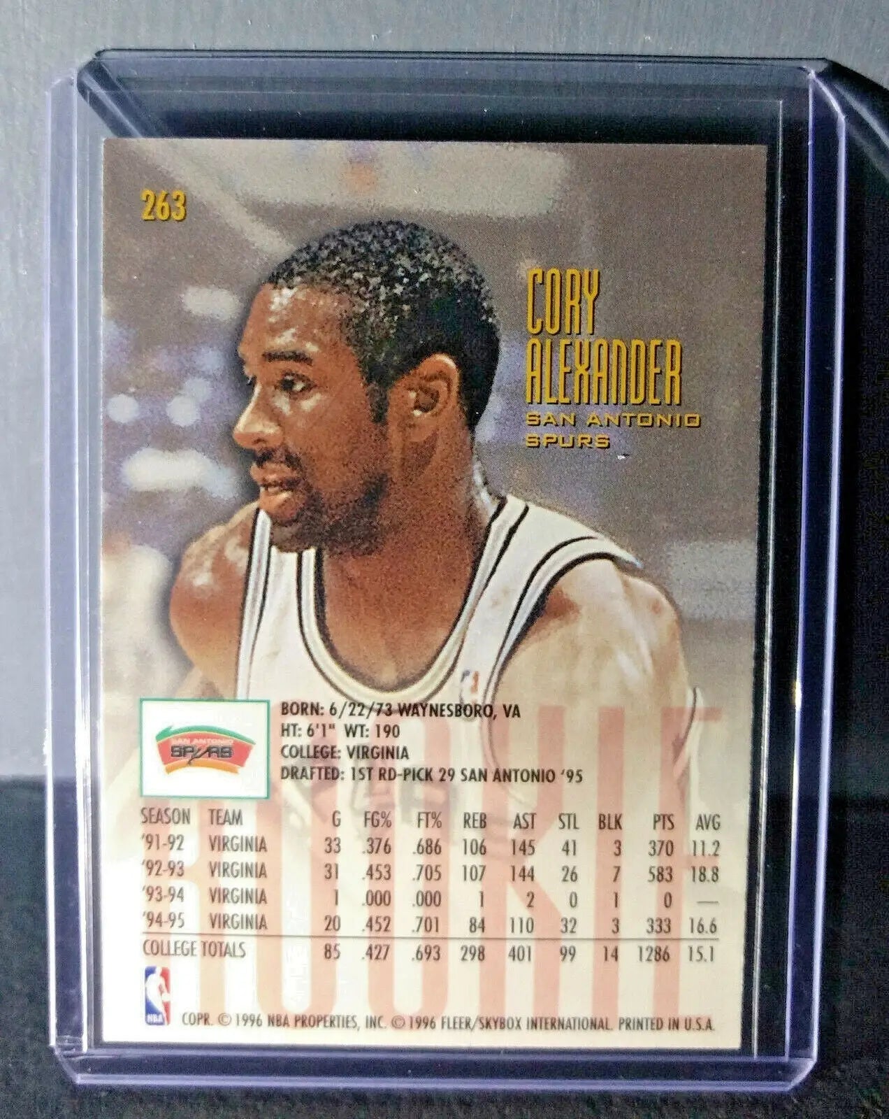 1995-96 Cory Alexander #263 Fleer Ultra Rookie Basketball Card - Basketball Card Single