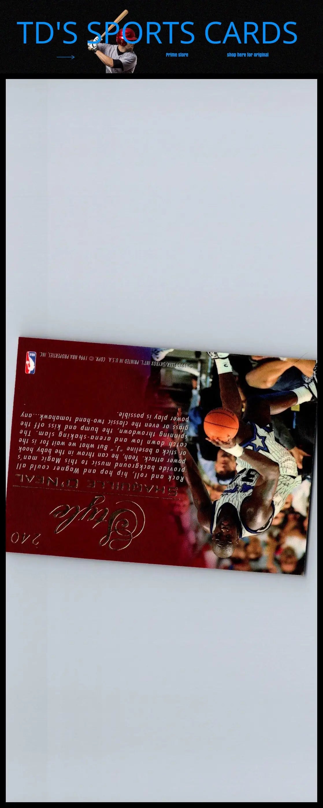 1995-96 Flair #240 Shaquille O’Neal Basketball Card for trading cards collectors