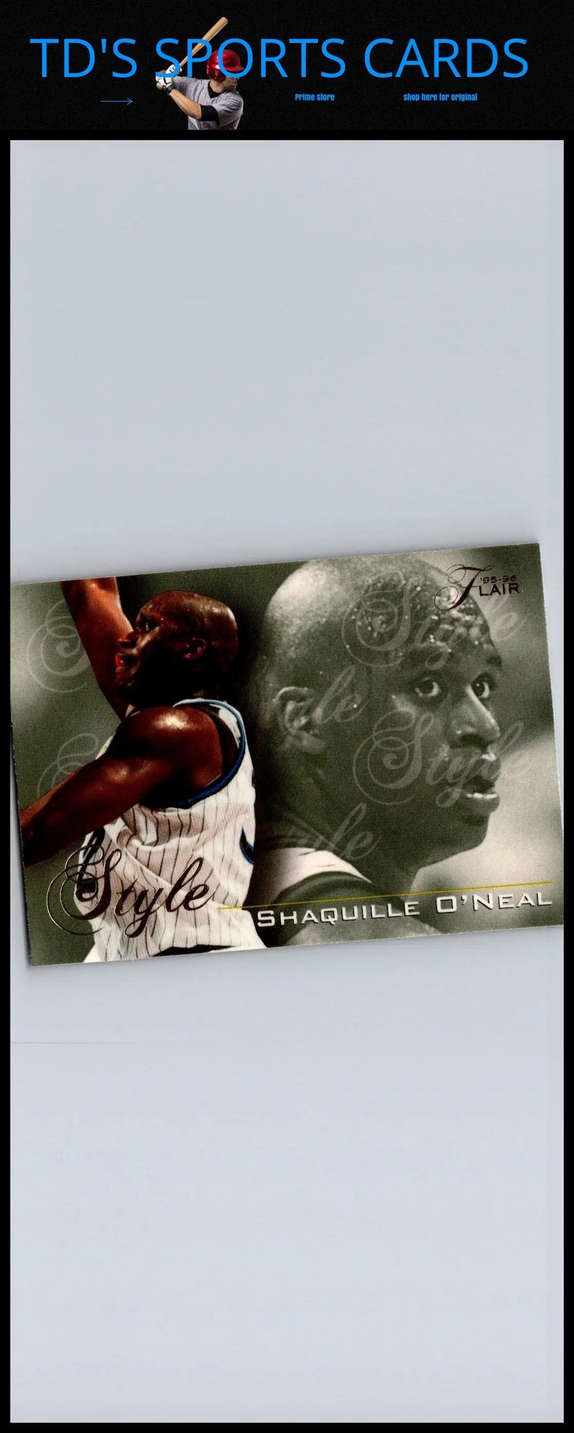 1995-96 Flair #240 Shaquille O’Neal trading card featuring the NBA legend