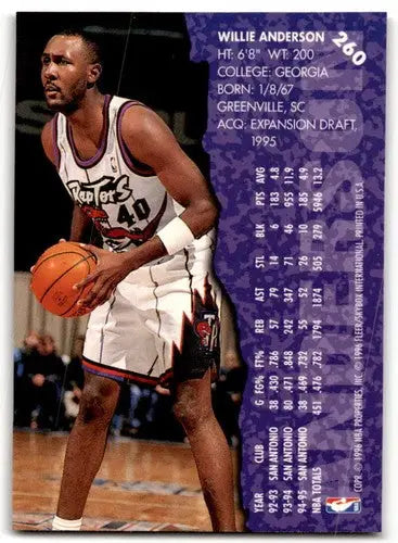 1995-96 Fleer #260 Willie Anderson NM-MT Raptors ET ID:42990 - Basketball Card Single