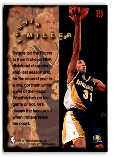 Original gloss Reggie Miller basketball card from 1995-96 Fleer, Pacers quality