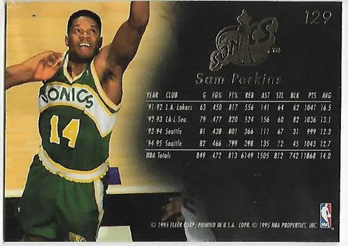Original gloss Sam Perkins basketball card from 1995-96 Fleer Flair simply sandoval sports cards