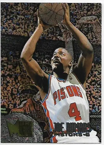 Joe Dumars basketball card from Fleer Metal 1995-96 with original gloss and near mint condition