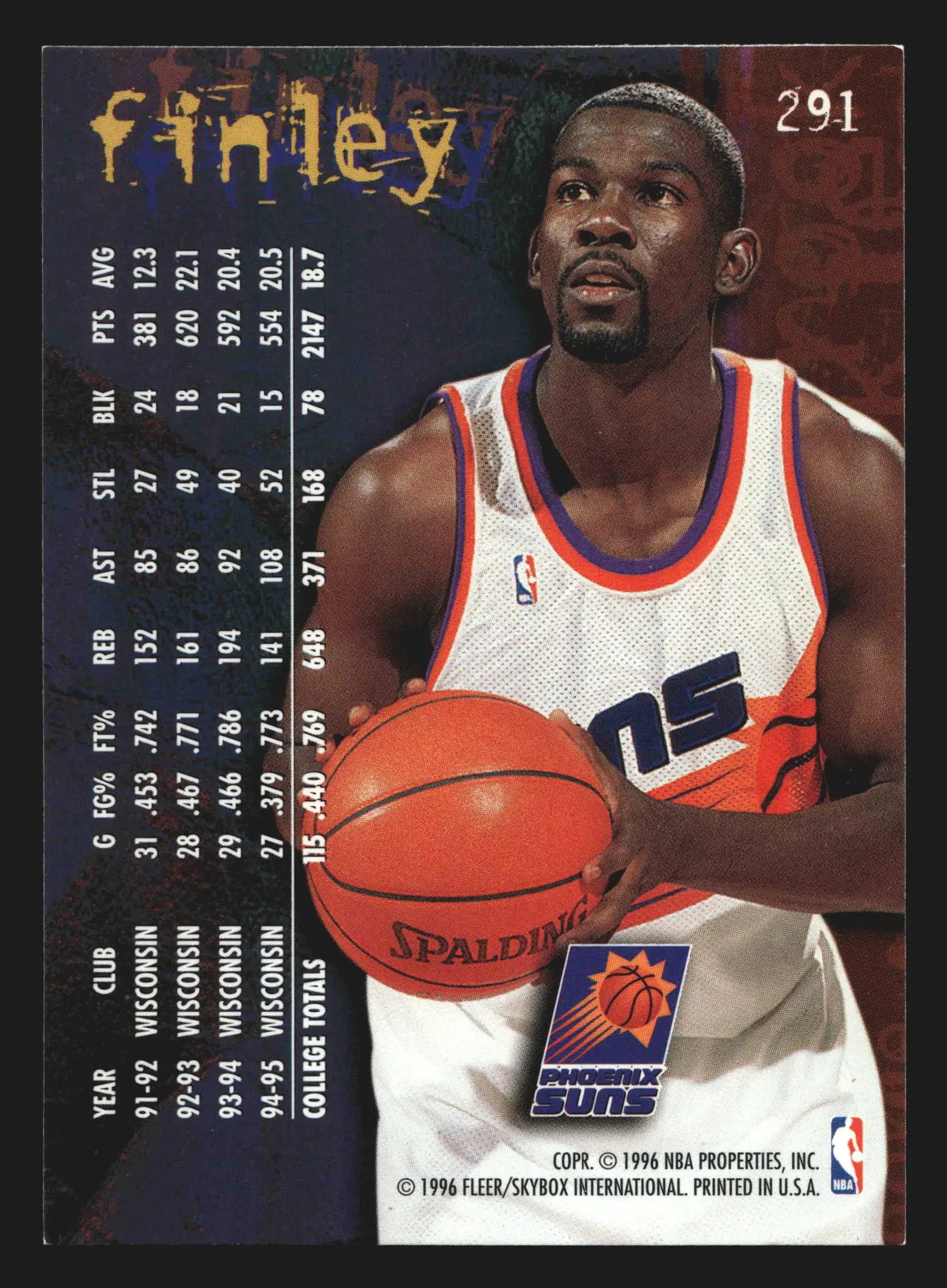 1995-96 Fleer Michael Finley #291 RC Phoenix Suns - Basketball Card Single