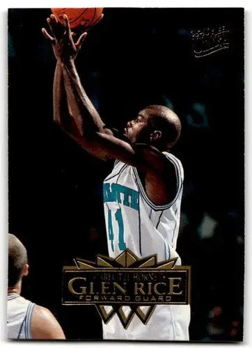 Glen Rice basketball card from Fleer Ultra 1995-96 with original gloss and Hornets logo