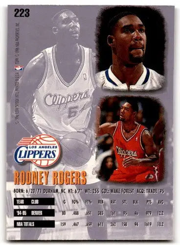 Fleer Ultra Rodney Rogers basketball card with original gloss from 1995-96 Clippers series
