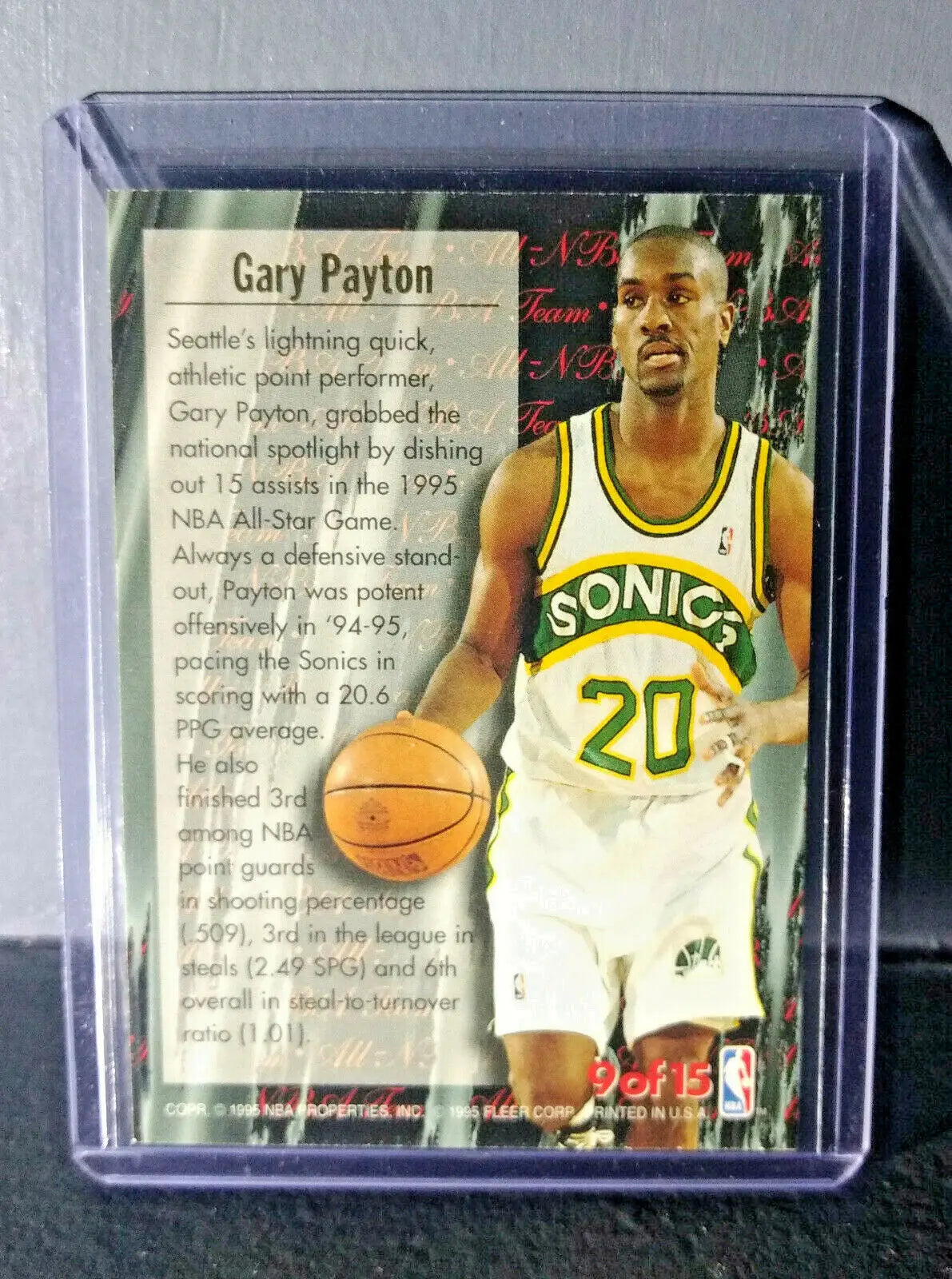 1995-96 Gary Payton Fleer Ultra All-NBA Team #9 Basketball Card