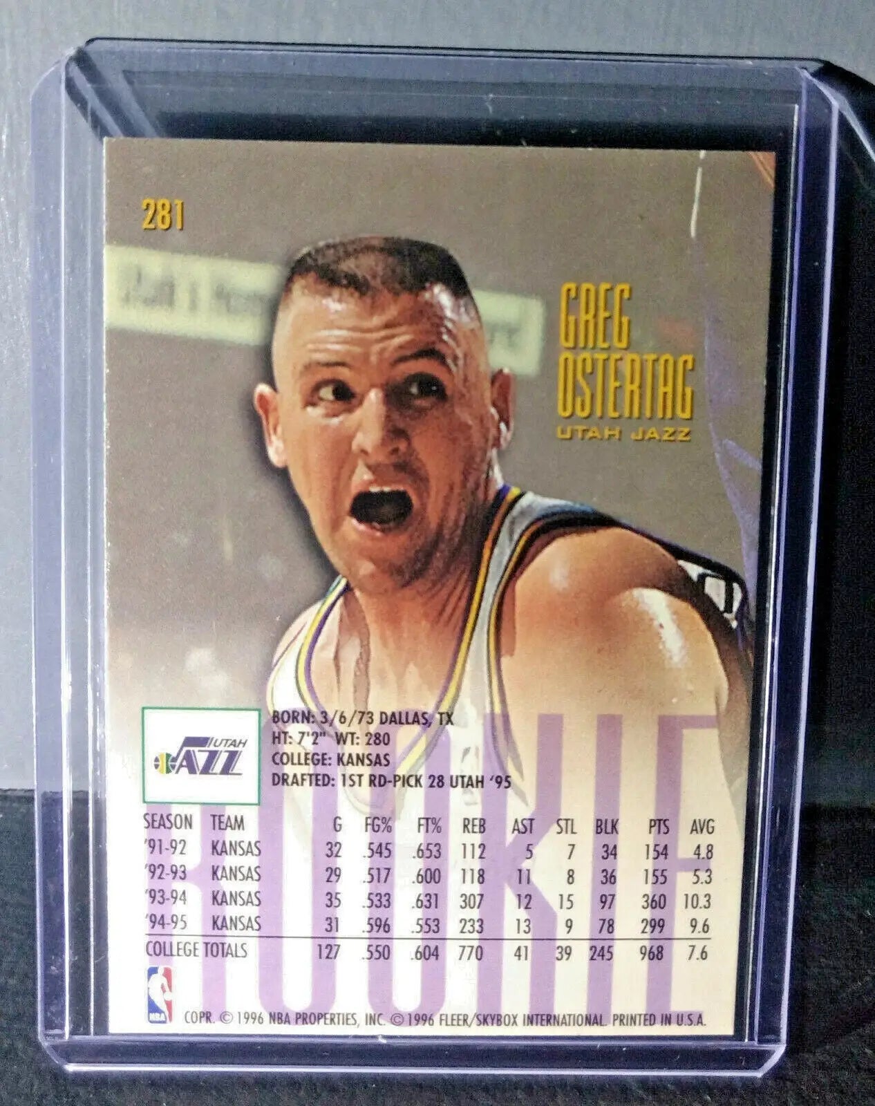 1995-96 Greg Ostertag #281 Fleer Ultra Rookie Basketball Card