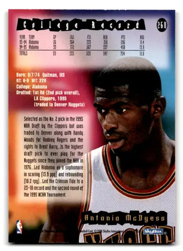 1995-96 Hoops #260 Antonio McDyess NM Near Mint RC Rookie Nuggets ID:82864 - Basketball Card Single