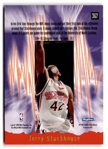 1995-96 Hoops #367 Jerry Stackhouse NM Near Mint 76ers ES ID:82470 - Basketball Card Single