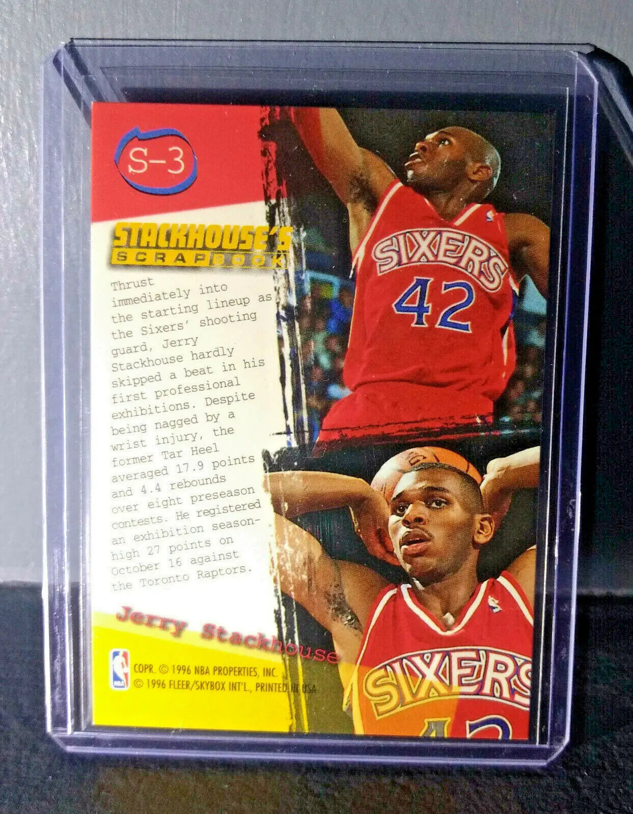 1995-96 Jerry Stackhouse Fleer Ultra Stackhouse’s Scrapbook #S-3 Basketball Card
