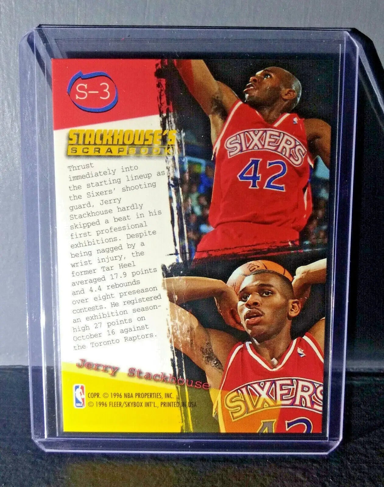 1995-96 Jerry Stackhouse Fleer Ultra Stackhouse’s Scrapbook #S-3 Basketball Card