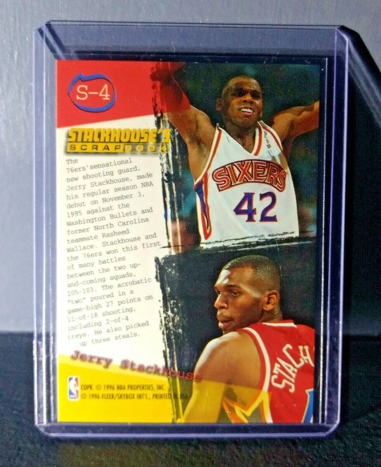 1995-96 Jerry Stackhouse Fleer Ultra Stackhouse’s Scrapbook #S-4 Basketball Card