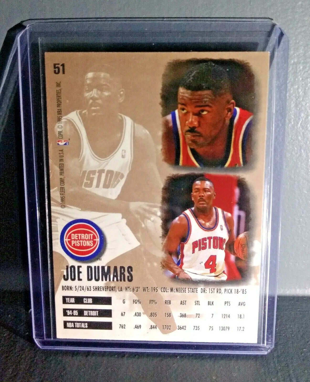 1995-96 Joe Dumars Fleer Ultra #51 Basketball Card - Basketball Card Single