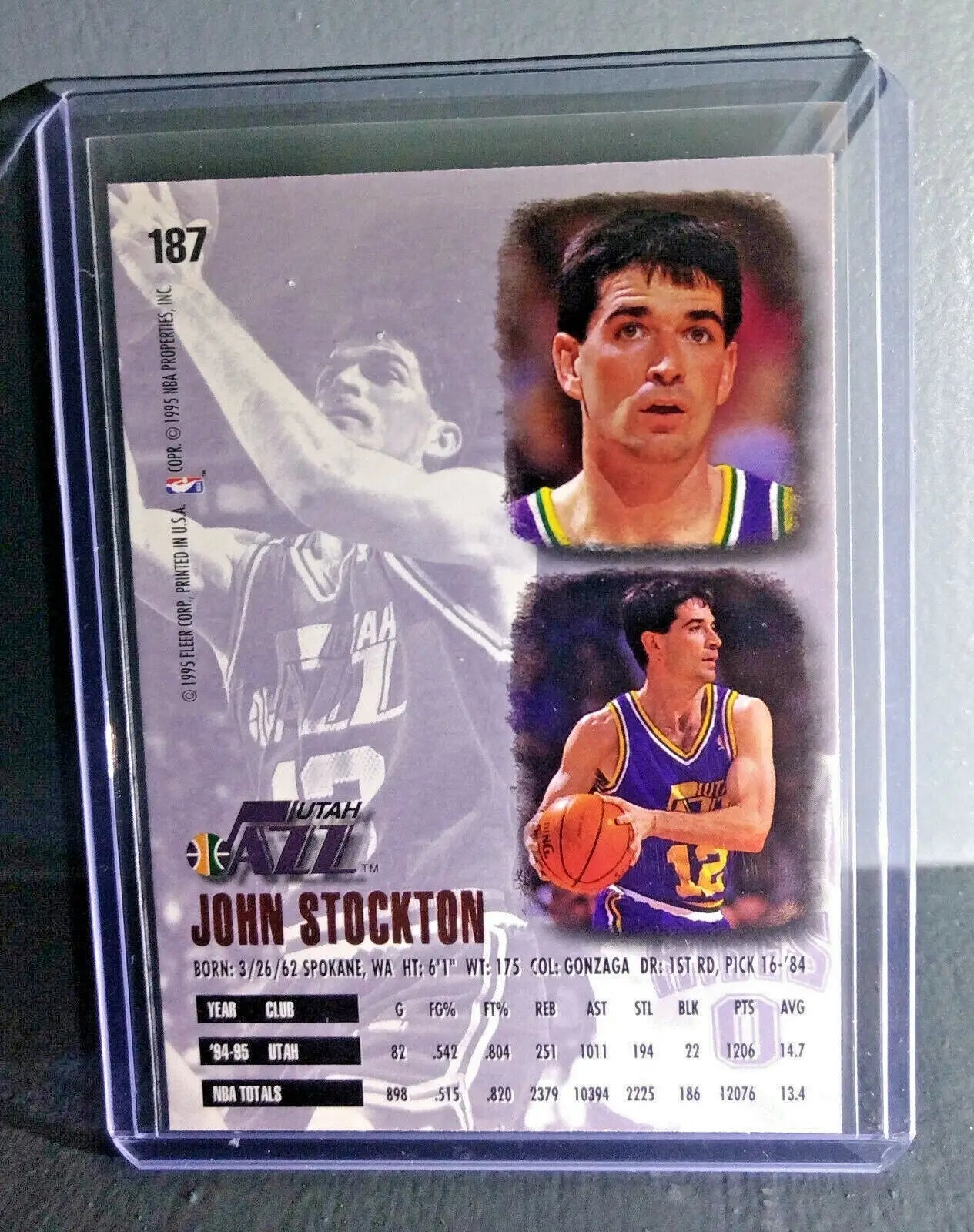 1995-96 John Stockton Fleer Ultra #187 Basketball Card - Basketball Card Single