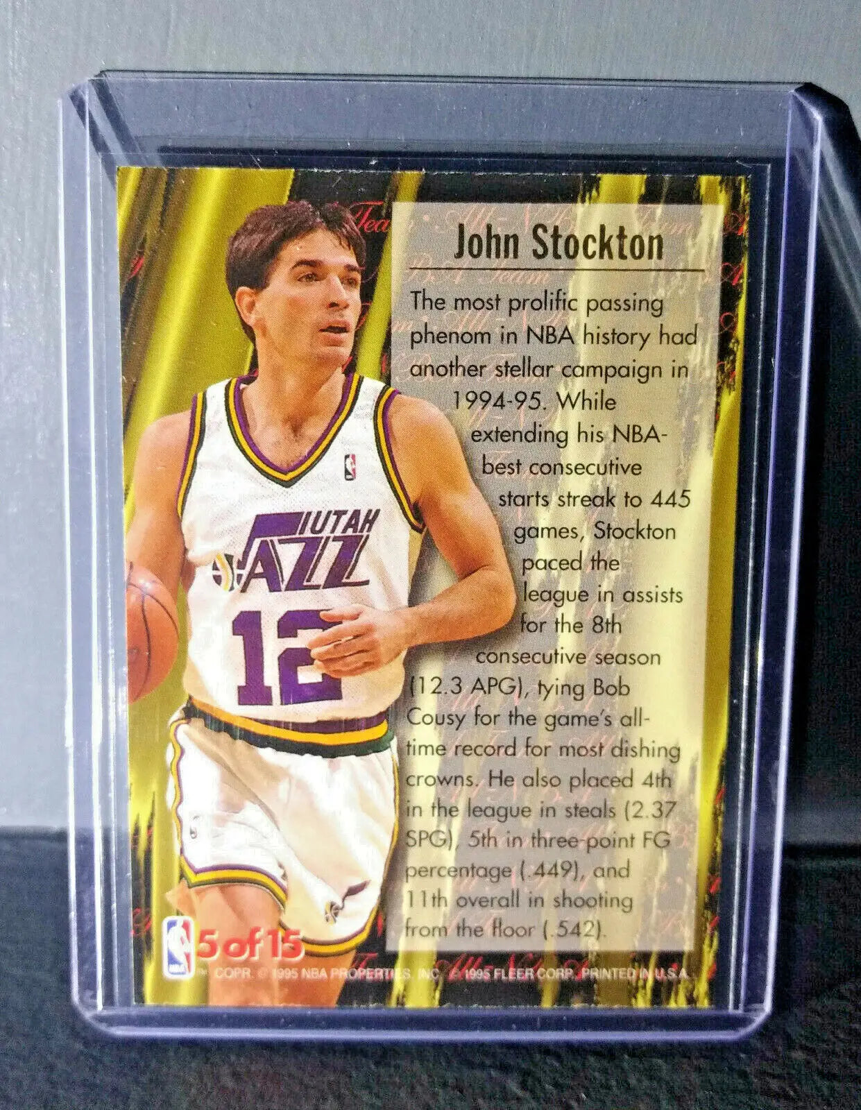 1995-96 John Stockton Fleer Ultra All-NBA Team #5 Basketball Card - Basketball Card Single