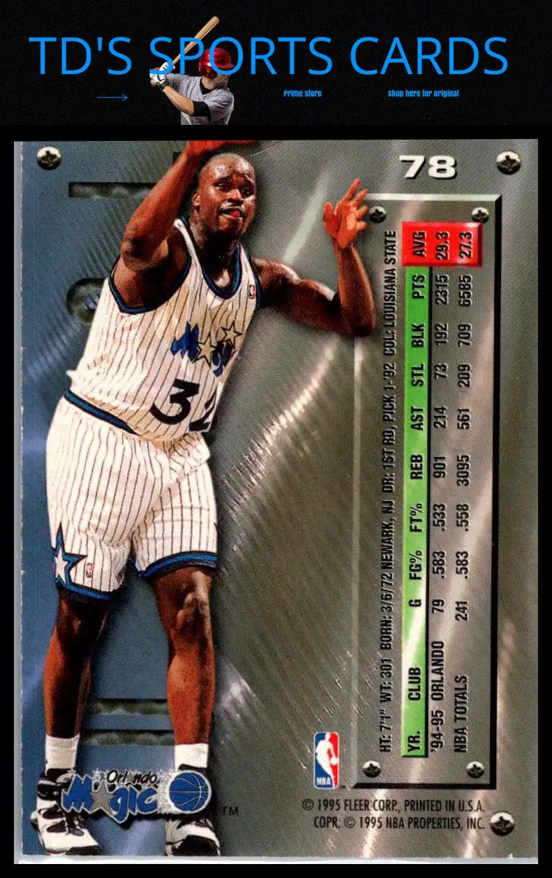 Shaquille O’Neal trading card from the 1995-96 Metal series #78 collectible item