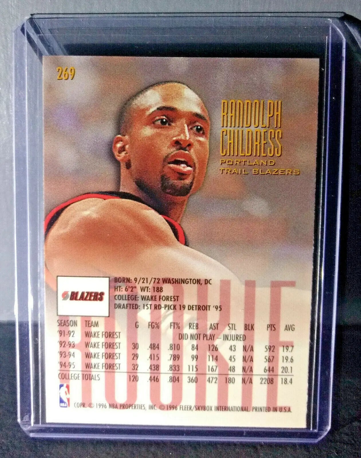 1995-96 Randolph Childress Fleer Ultra #269 Rookie Basketball Card - Basketball Card Single