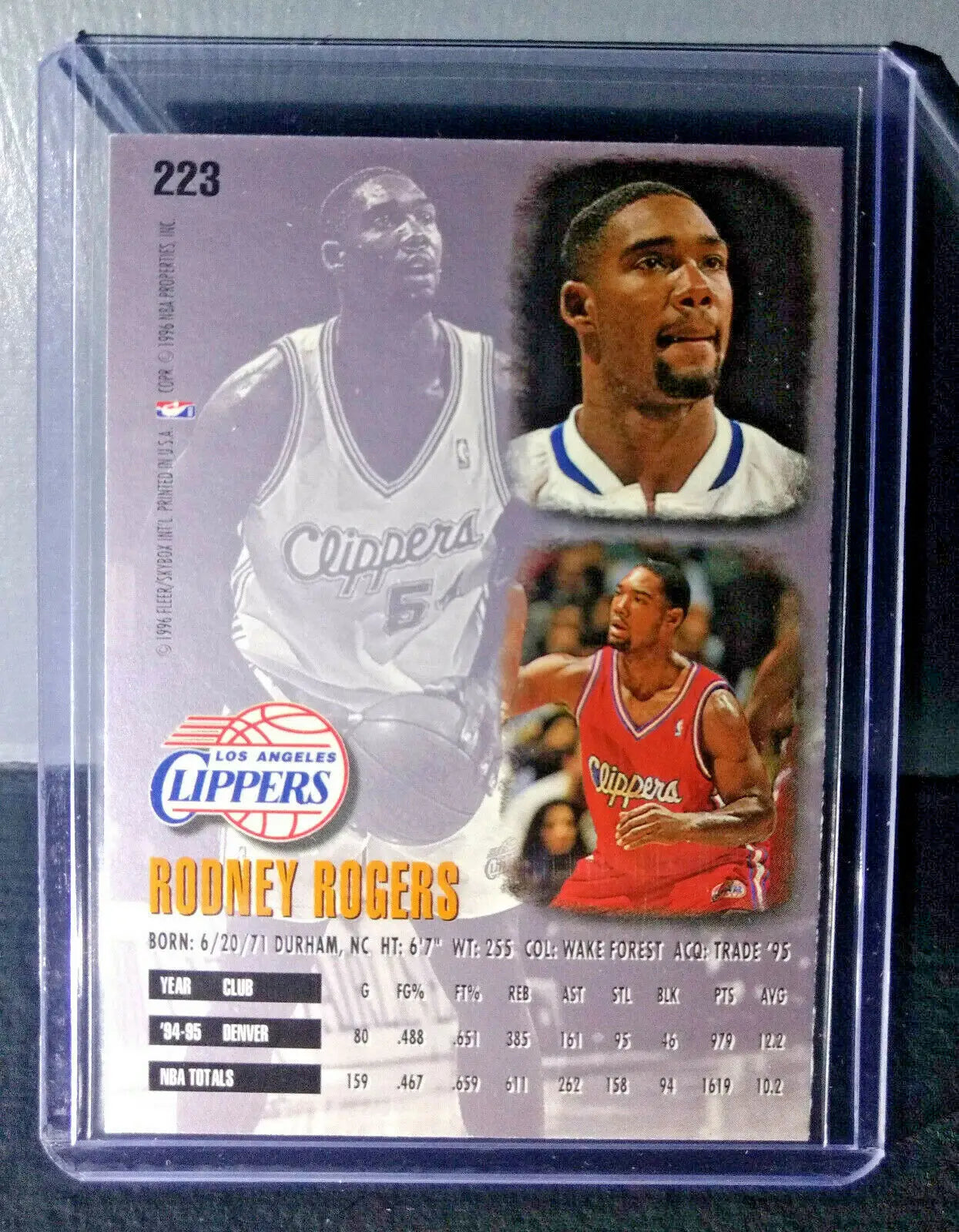 1995-96 Rodney Rogers Fleer Ultra #223 Basketball Card - Basketball Card Single