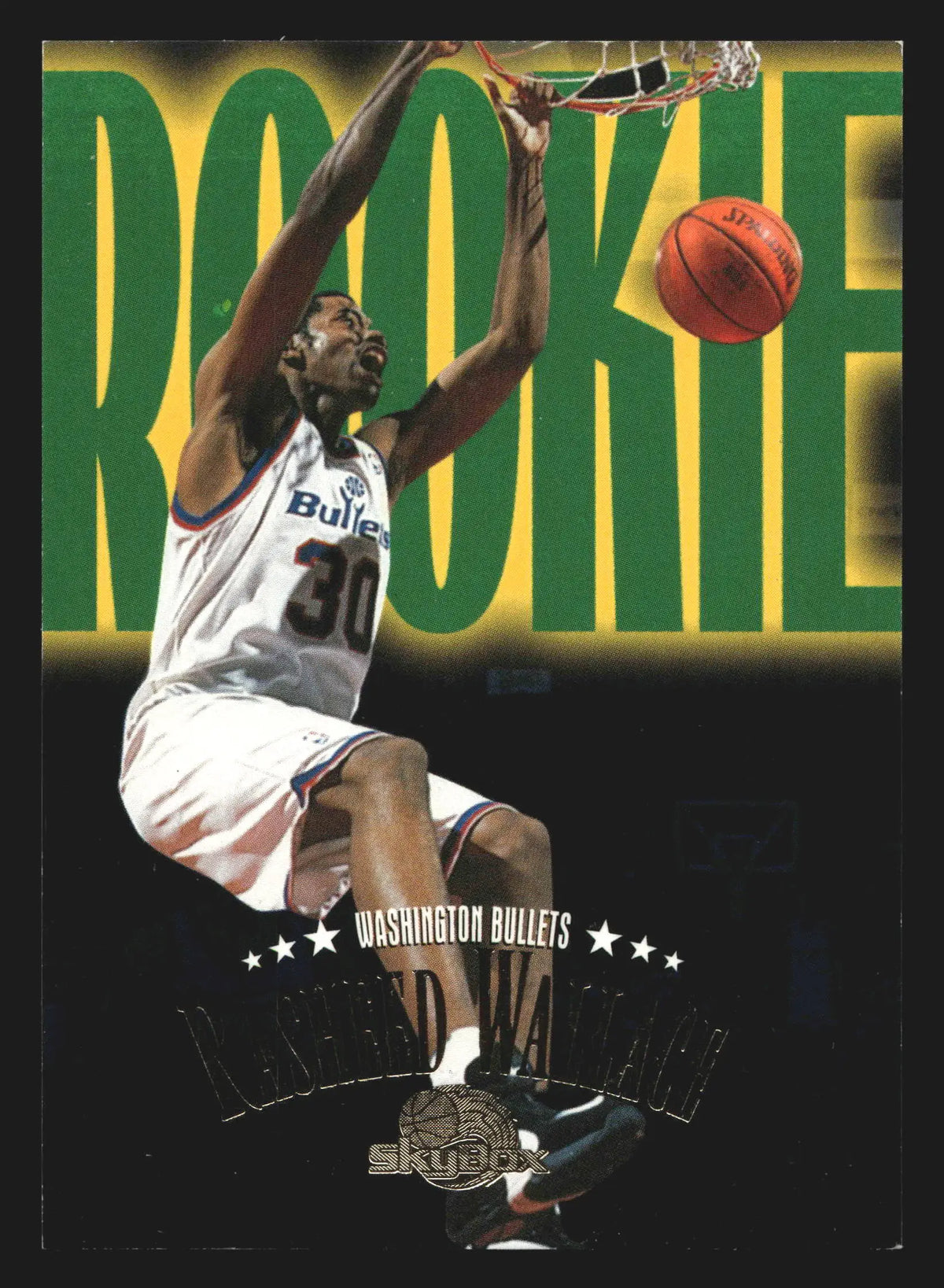 1995-96 SkyBox Premium Rasheed Wallace #248 Rookie Roadmap RC Bullets - Basketball Card Single