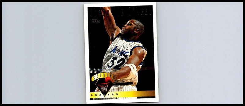 Shaquille O’Neal trading card from 1995-96 Topps #6 showcasing basketball legend