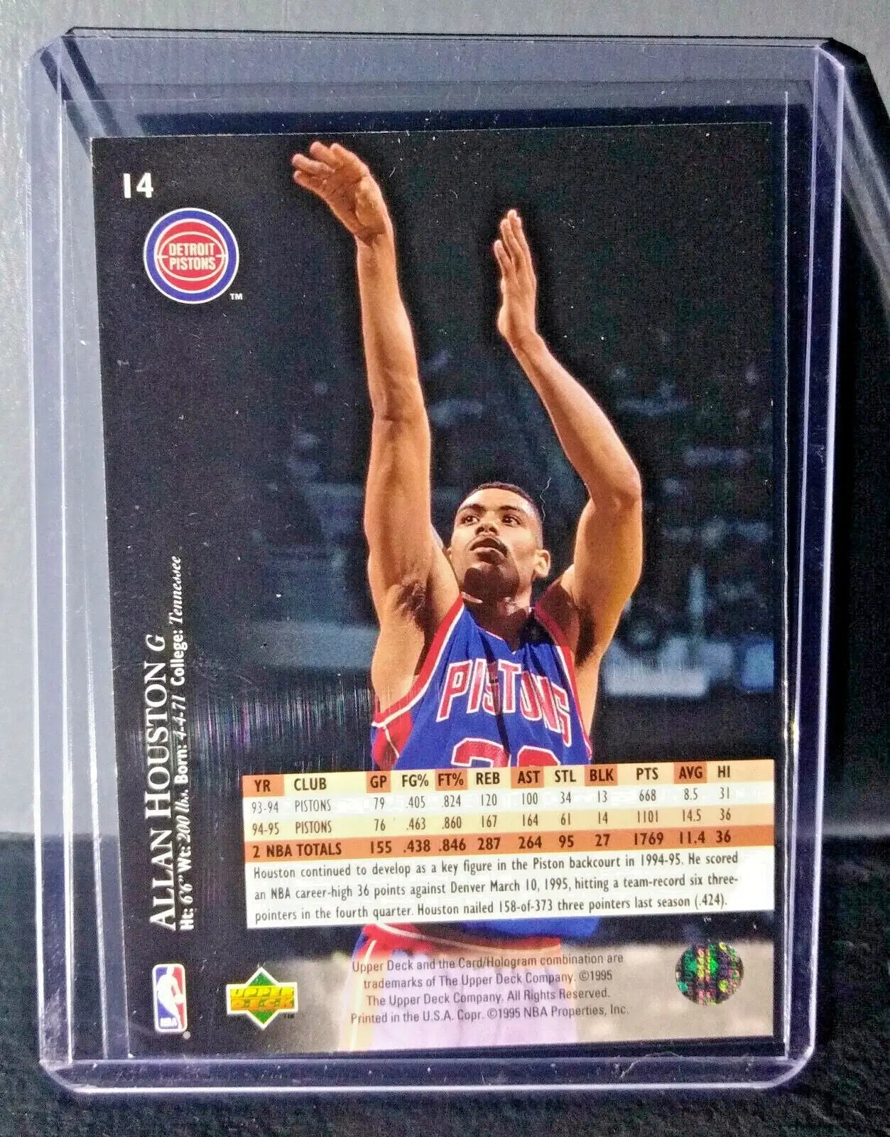 1995-96 Upper Deck Allan Houston #14 Basketball Card - Basketball Card Single