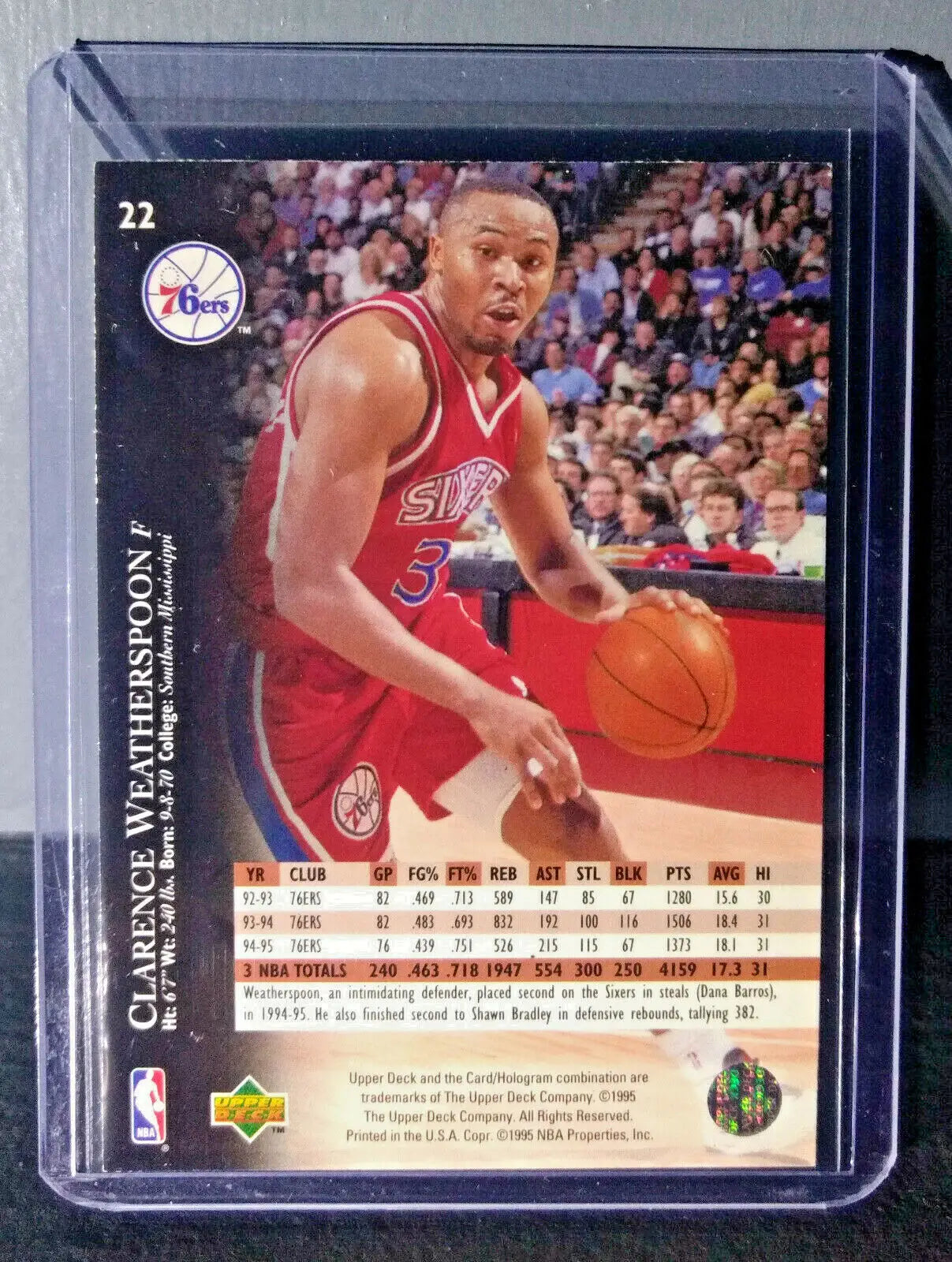 1995-96 Upper Deck Clarence Weatherspoon #22 Basketball Card - Basketball Card Single