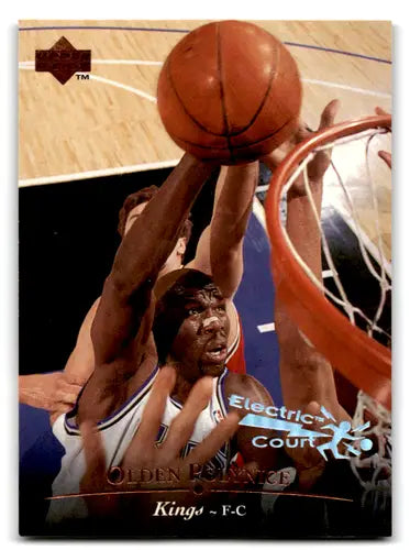 Basketball trading card featuring Olden Polynice from 1995-96 Upper Deck Electric Court