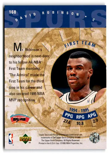 1995-96 Upper Deck Electric Court #168 David Robinson NM Near Mint Spur ID:82584 - Basketball Card Single