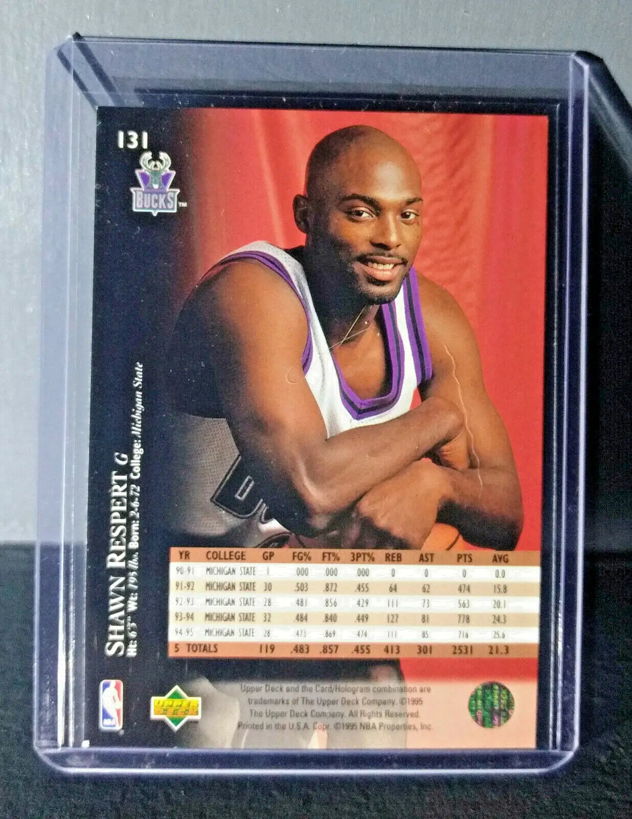 1995-96 Upper Deck Shawn Respert #131 Basketball Card - Basketball Card Single