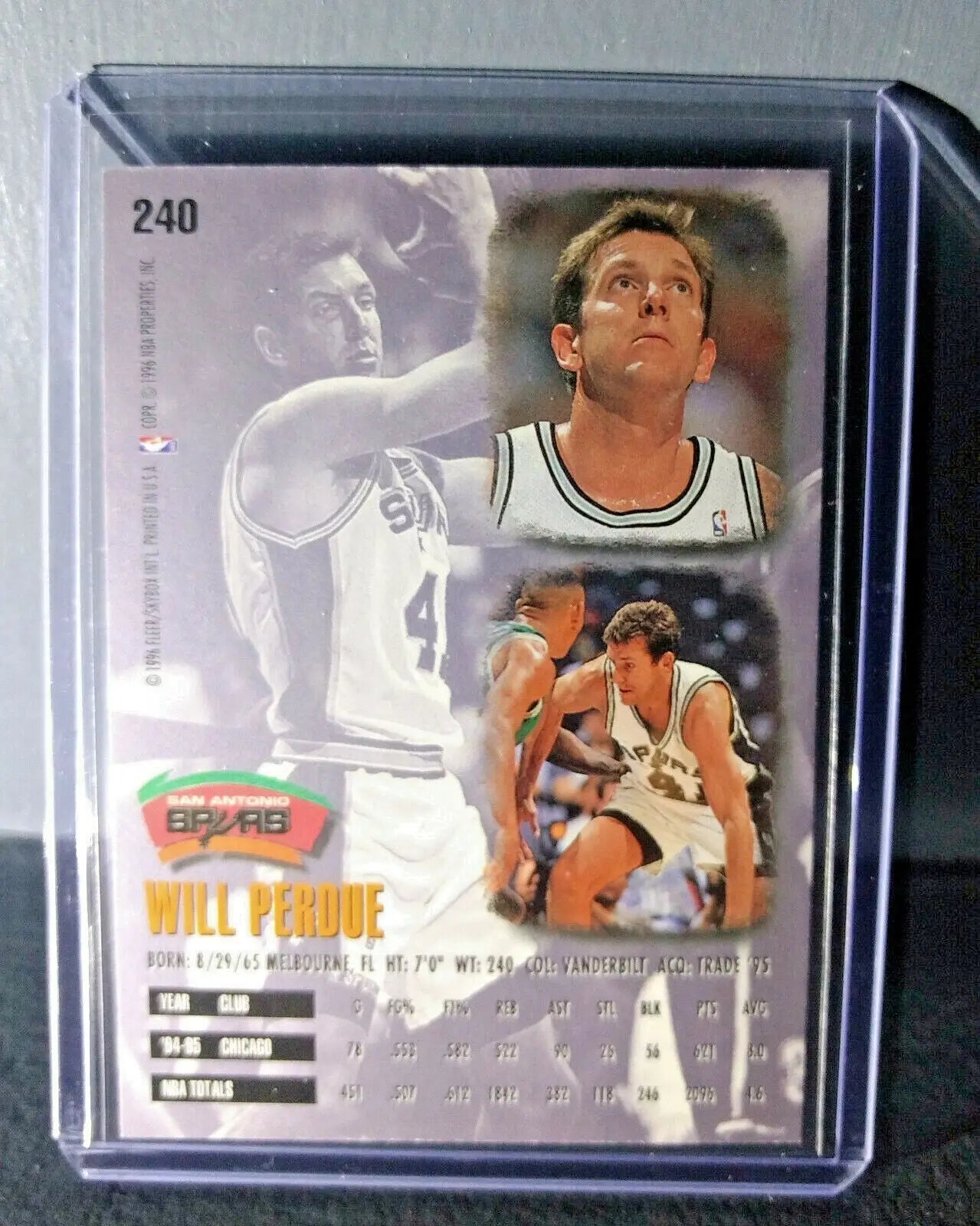 1995-96 Will Perdue #240 Basketball Card - Basketball Card Single