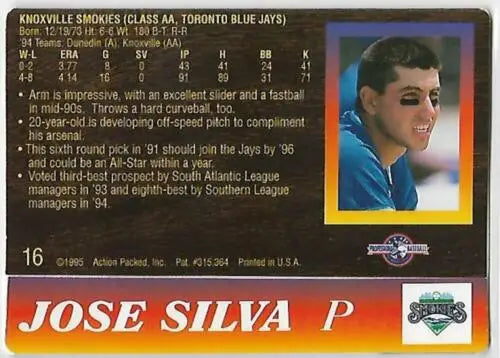 1995 Action Packed Jose Silva baseball card with original gloss, highly collectible