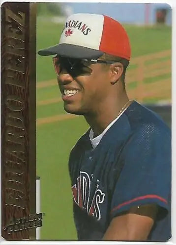 Baseball card featuring smiling Eduardo Perez with original gloss from 1995 Action Packed
