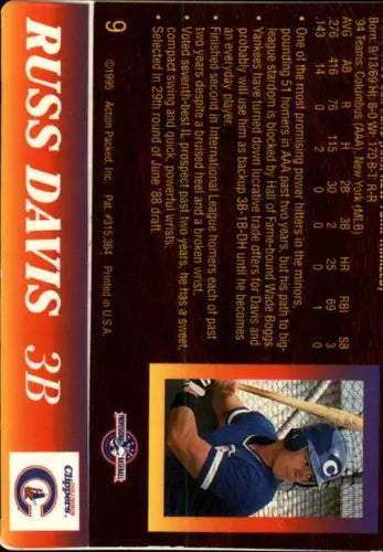 1995 Action Packed #9 Russ Davis NM-MT - Baseball Card Single